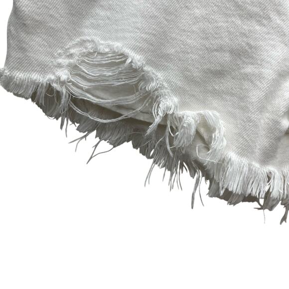 Anthropologie We The Free White Button Front Distressed Frayed Hem Shorts Sz 26 - Picture 5 of 11